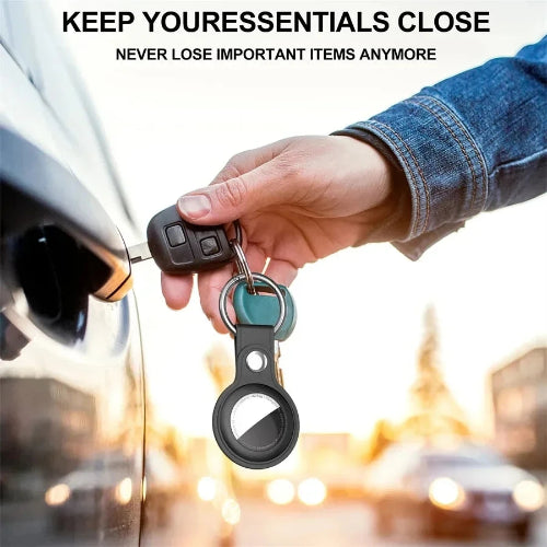 apple airtag leather case durable scratch resistant design