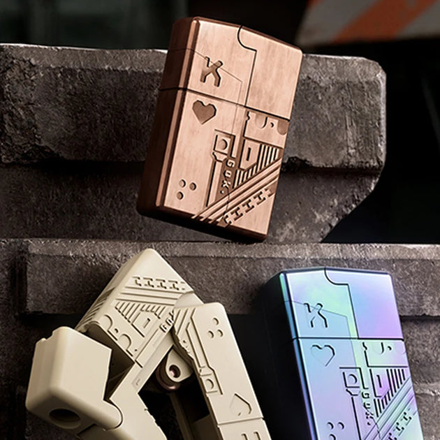 pocket-sized metal gun fidget toy with cartridges and target