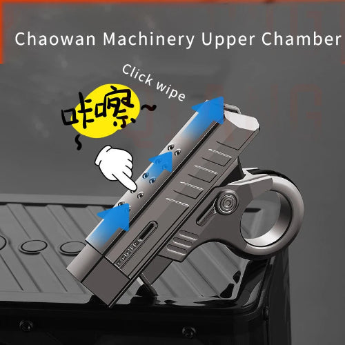 metal gun fidget lighter black windproof slider design