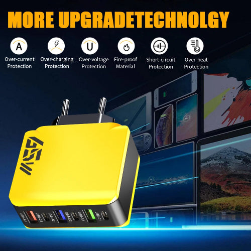 6 port USB charger UK plug fast charge power station