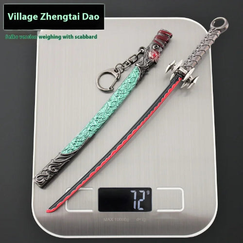 Detailed metal Muramasa sword keychain toy with sheath for cosplay and display