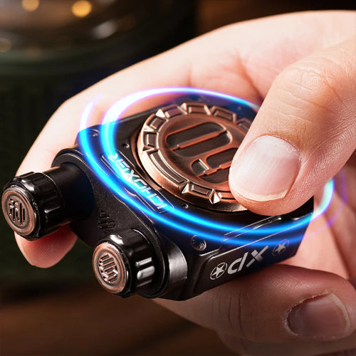 double-column ratchet fidget spinner UK in grey metal design for stress relief