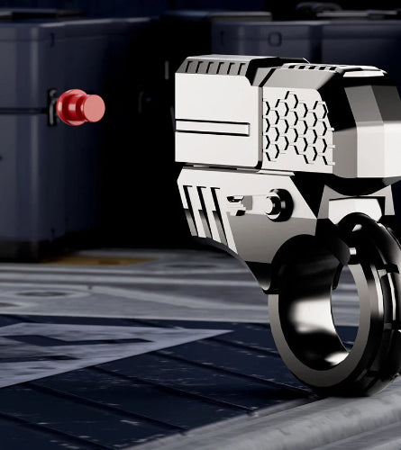 Alloy Shooting Practice Fidget Pistol Toy UK – premium black metal EDC stress relief gun with bullets and shells on desk display