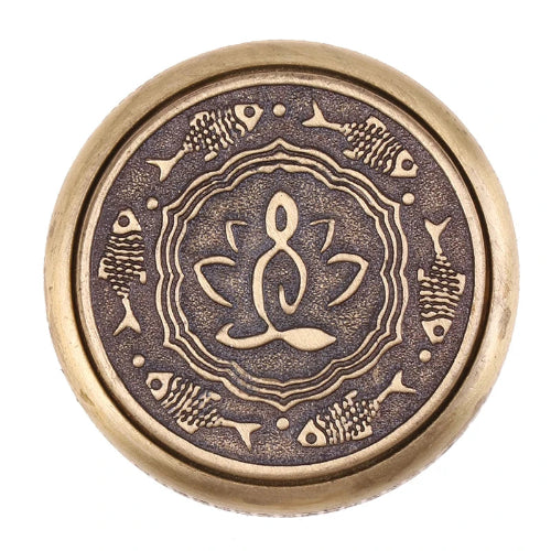 Premium copper EDC fidget spinner. showing detailed Buddha engraving