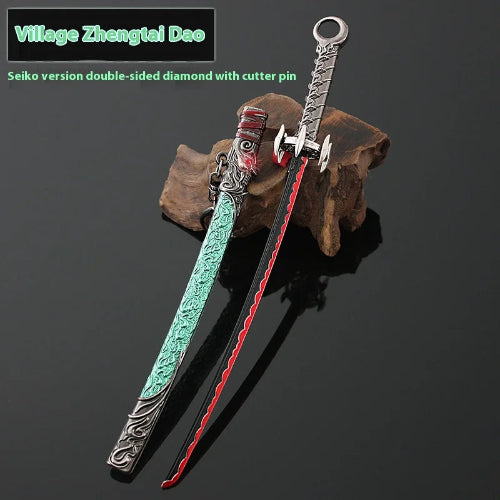 Metal samurai sword keychain model 8.67 inch display toy with premium finish