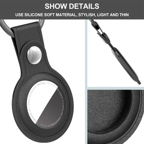apple airtag leather case sleek protective keychain holder