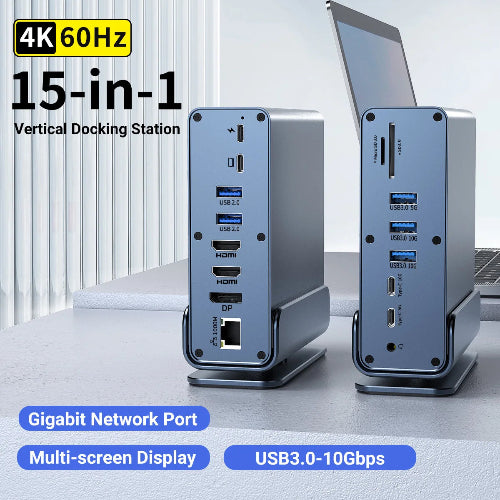 15 in 1 USB-C Docking Station UK vertical 4k hub for mac