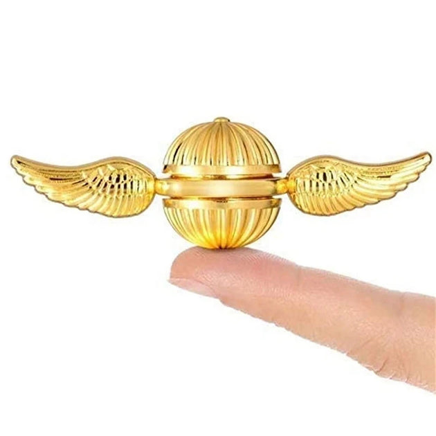 golden fidget spinner with angel wings design – premium metal stress relief toy UK