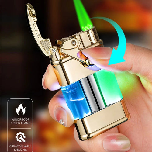 turbo flame jet lighter with rocker arm ignition