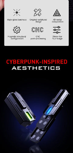 Luminous magnetic crisp slider with glowing blue light – metal fidget slider UK edition