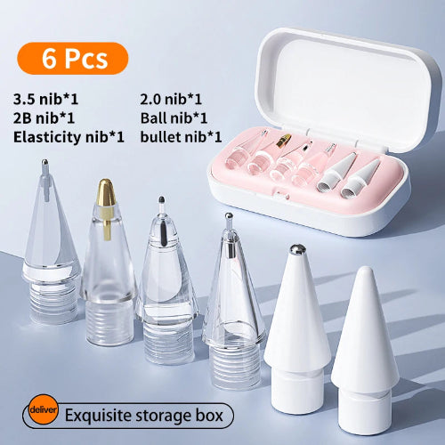 apple pencil replacement nibs set with multiple tip sizes in pink storage case