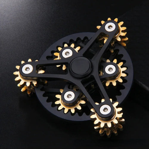 stylish copper alloy fidget spinner gears tabletop shot