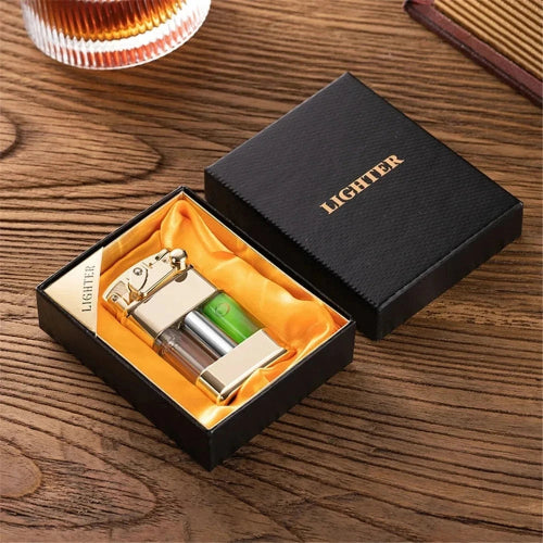 gift-ready jet flame lighter with stylish rocker arm design