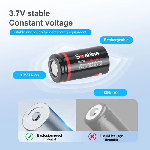 18350 battery 3.7V 1000mAh rechargeable lithium ion power cell