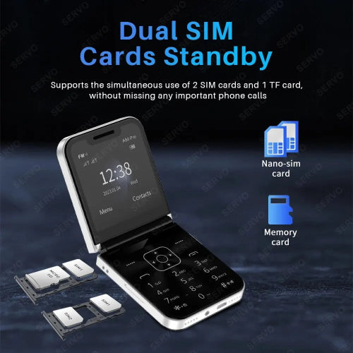 SERVO A50 PRO flip phone compact foldable design with 2.4 inch screen