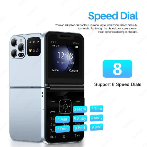 SERVO A50 PRO flip phone long battery life 1350mAh feature handset