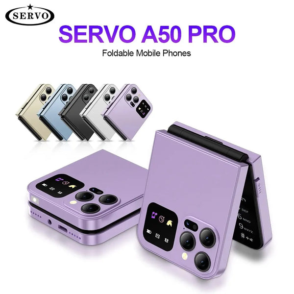 SERVO A50 PRO Foldable Mobile Phone with FM Radio, Call Record, Magic Voice, Dual SIM - Unlocked GSM Cellphone 2.4 Inch Type-C - Chys Thijarah
