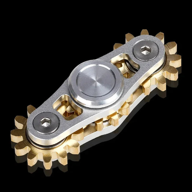 close detail of interlocking fidget spinner gears mechanism