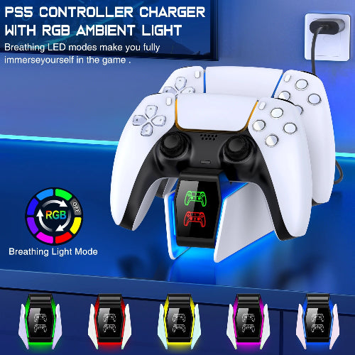 PS5 controller charging station with dual fast charge dock