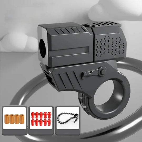 mini gun fidget spinner with shell ejecting action in black