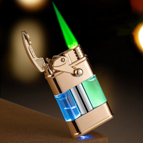 windproof jet flame lighter showing transparent gas window