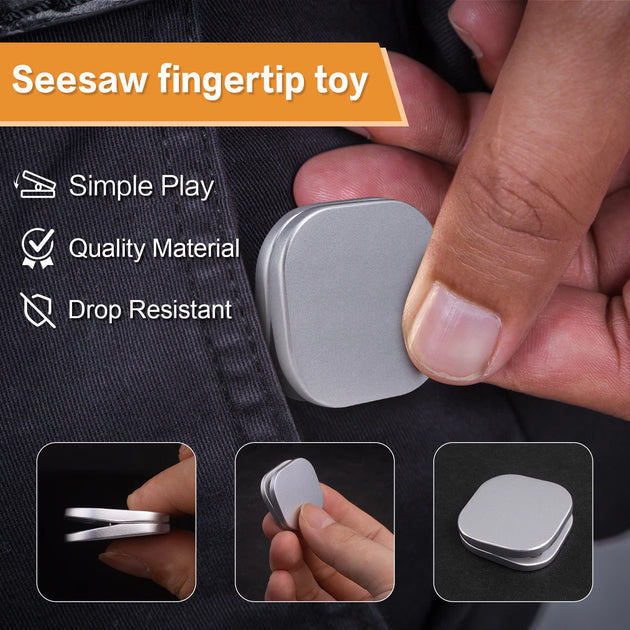 Hand holding the Magnetic Fidget Slider See-Saw Gold desk toy for adults and kids