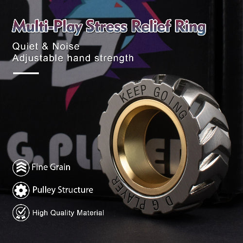 Fidget Ring for Anxiety Ratchet slider with smooth stainless steel surface – quiet thumb fidget ring