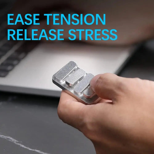 Close up of Piano Keys Fidget Clicker stainless steel design with magnetic buttons