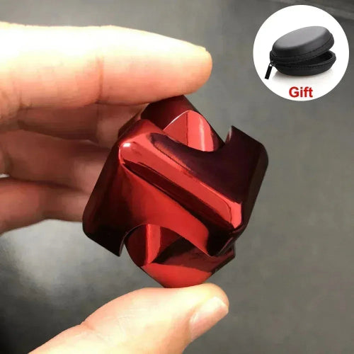 metal fidget toy Red rotating cube gyroscope for stress relief
