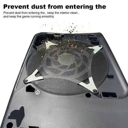 easy-install ps5 slim dust cover being applied to rear ventilation slots