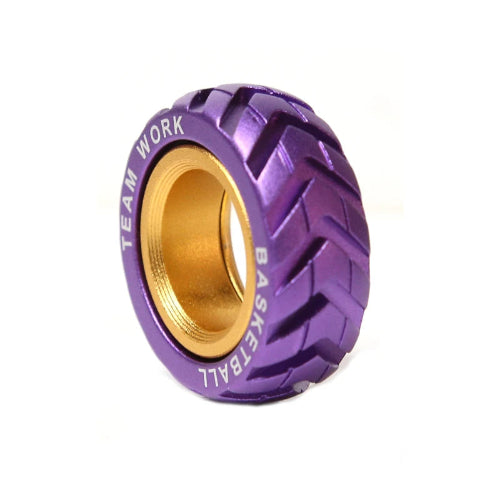 Ratchet Wheel EDC Fidget Ring purple next to laptop – office desk fidget accessory