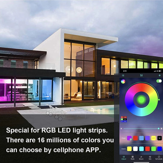 Smart Life Tuya WiFi Controller Alexa Google Home Compatible RGB LED Strip Lights Music Sync 24-Key with Remote DC 5-24V - Chys Thijarah