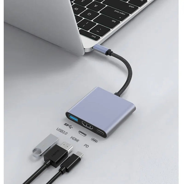 3-in-1 Type-C USB Hub Fast Charger | Multi-function Portable Docking Station - Chys Thijarah