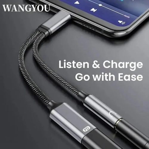 USB C headphone and charger adapter 2 in 1 PD 3.0 fast charging