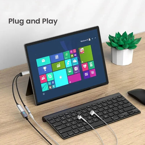 USB C headphone and charger adapter for music and charging simultaneously