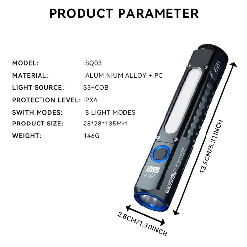 rechargeable LED flashlight compact aluminium body