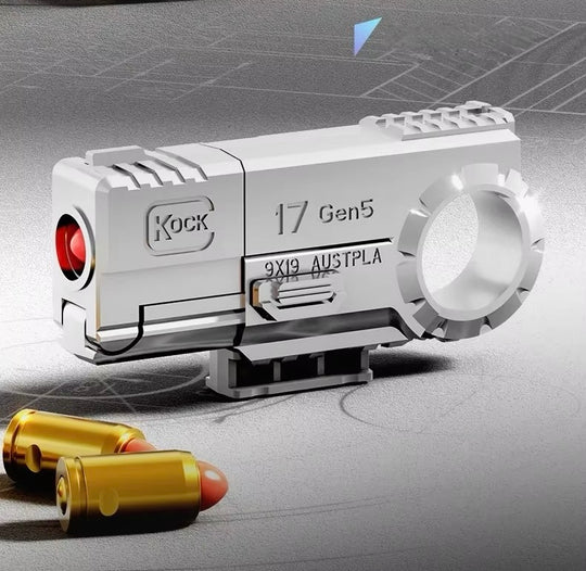 Hand holding alloy fidget gun black  spinner – anxiety relief and ADHD fidget tool