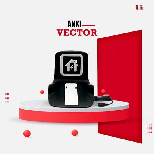 Anki Vector official charging dock with USB cable connected on red Podium.