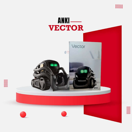 Anki Vector Robot with Original Box on Red Display Platform