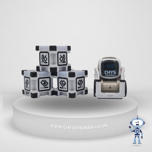 Close-up of anki cozmo robotexpressive face – AI-powered interactive robot pet with personality