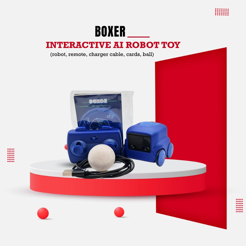 Interactive Boxer RC Robot Toy with Remote, Cards & Ball