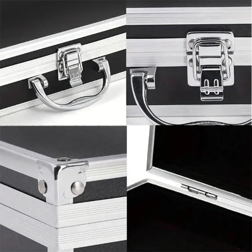 compact lockable aluminum storage box with foam interior and secure latches