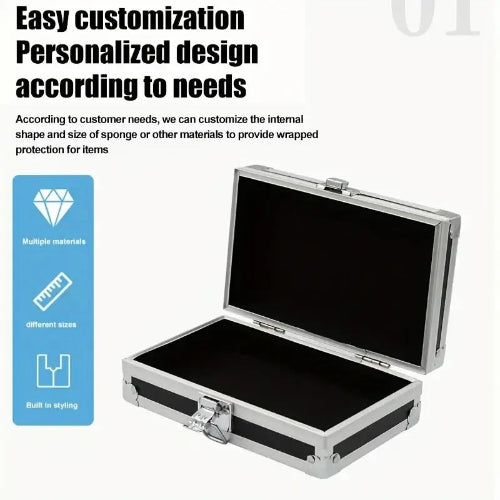 Compact Lockable Aluminum Storage Box valuables box with lock and keys