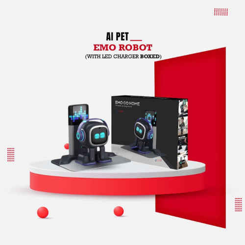 EMO Go Home UK AI pet with LED lamp and wireless charging dock on desk