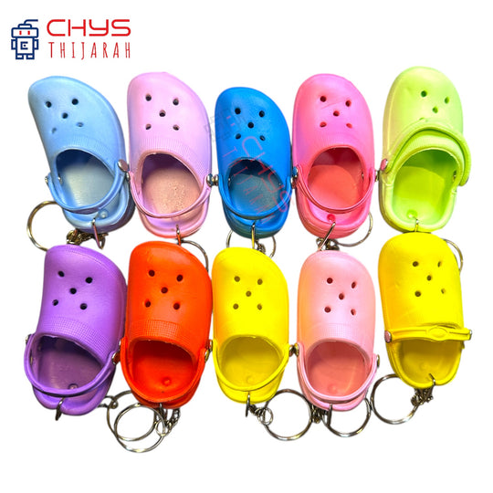 Mini EVA foam sandal keychain in blue, pink,  black and other colours with floating design