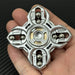 Cross-shaped metal fidget Future Punk EDC Spinner with visible ball bearings