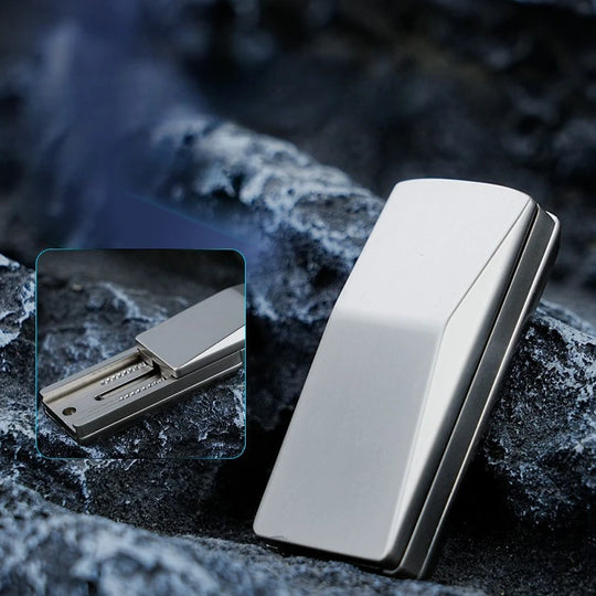 magnetic fidget slider toy placed on icy background for display