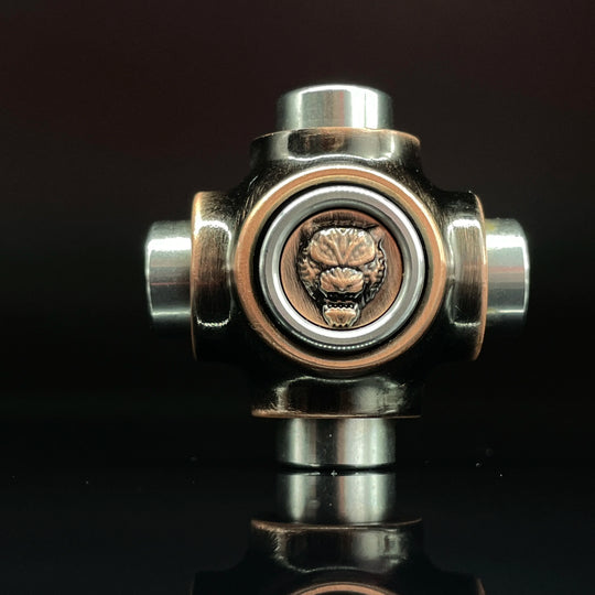 Side profile of metal fidget X-BONE Tiger Spinner with multiple bearings