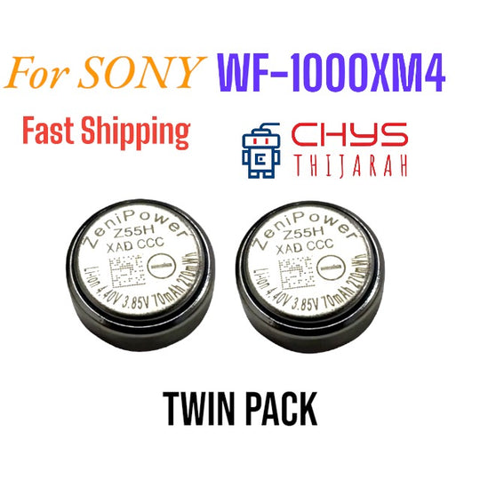 Close-up of ZeniPower Z55H battery label for Sony earbuds