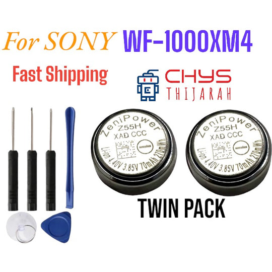 Top view of Z55H replacement battery kit for Sony WF-1000XM4 with tools.